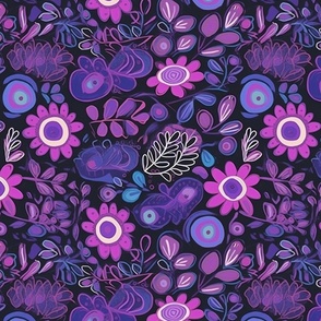purple folk art flower pattern