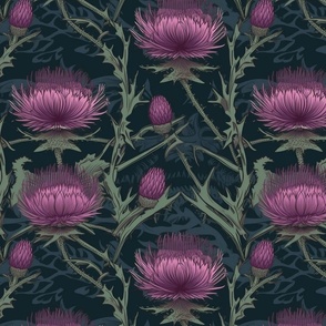 art nouveau purple thistle pattern