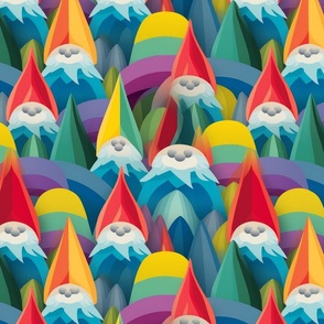 art nouveau rainbow gnomes