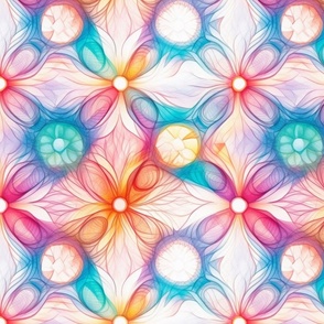 geometric floral rainbow mandala