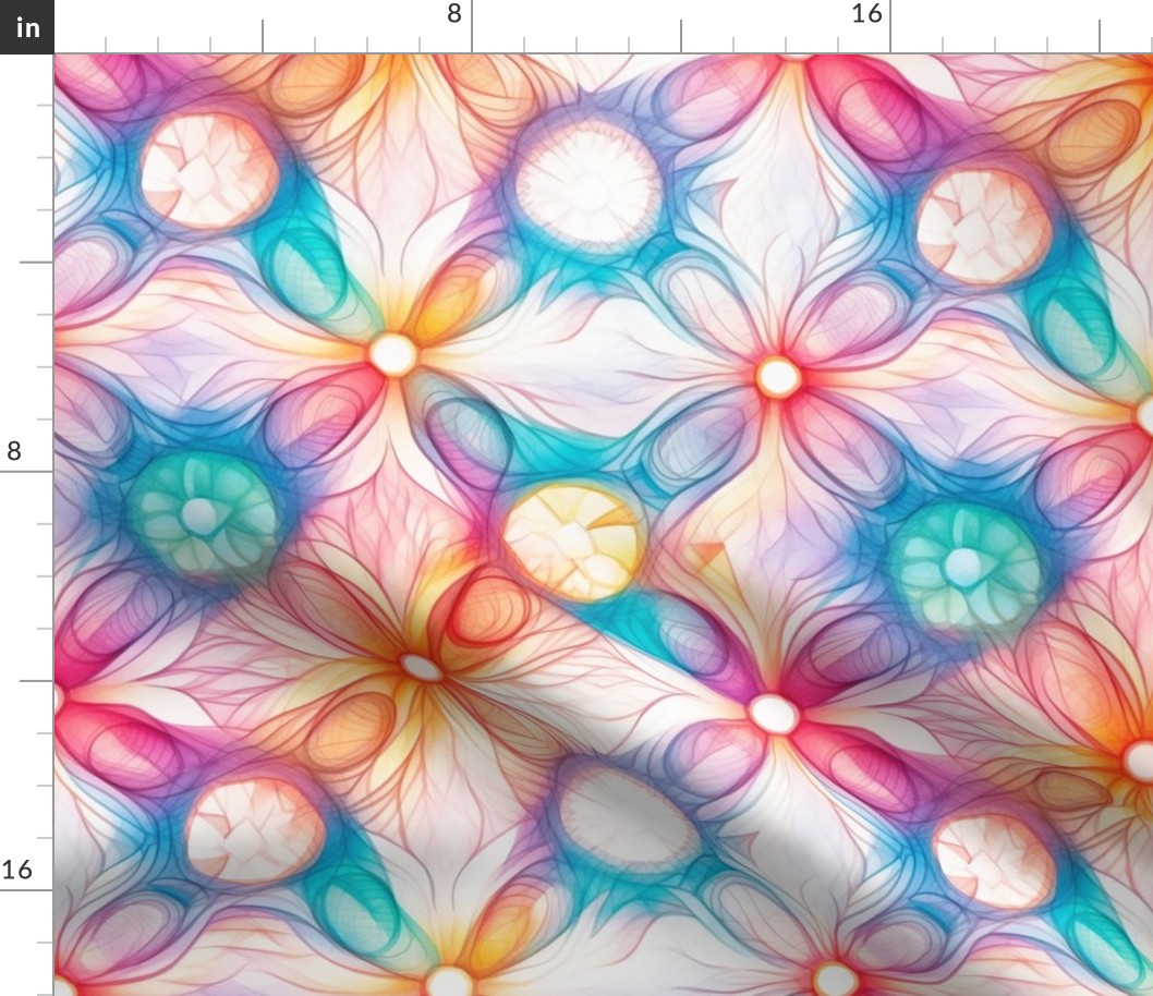 geometric floral rainbow mandala