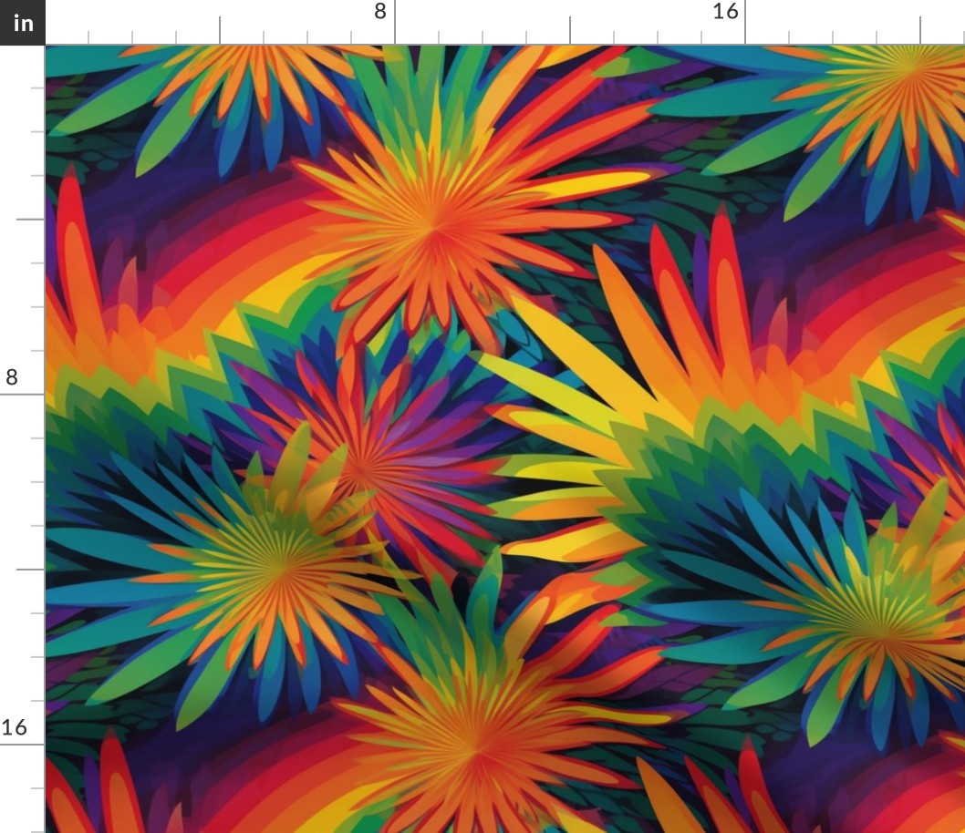 rainbow floral sunburst