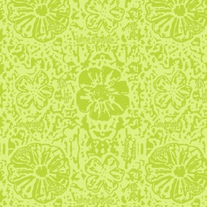 12" Kiwi/Celery Floral Block Print