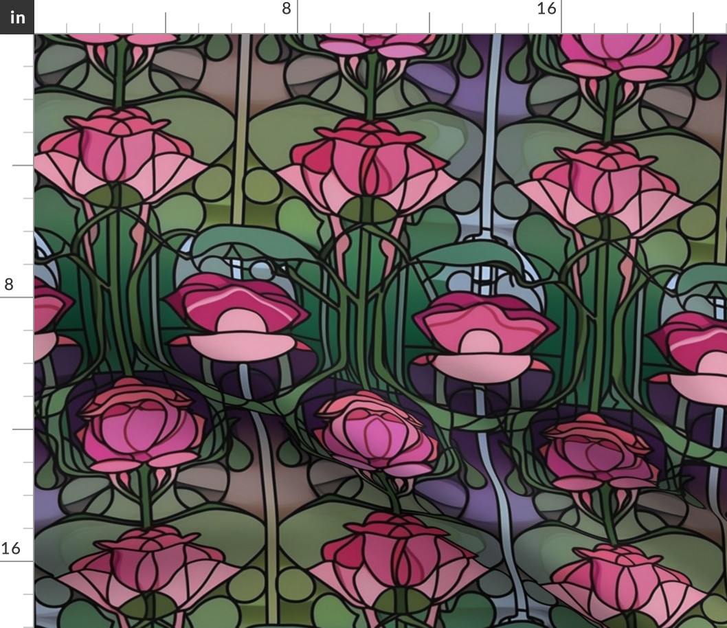 rose repeating pattern inspired by Charles Rennie Mackintosh