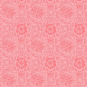 6" SMALL Salmon Pink Floral Block Print