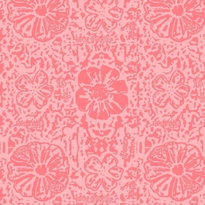 12" Salmon Pink Floral Block Print