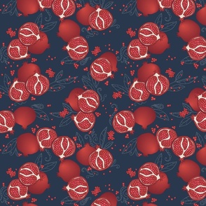 Scattered Pomegranates on Navy - Medium