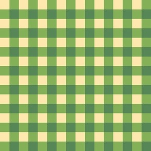 Preppy Halloween Gingham Checks in Green and Yellow, half inch (1.3cm) squares 