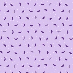 Small Halloween Flying Bats and Stars on Pastel Plum Purple 