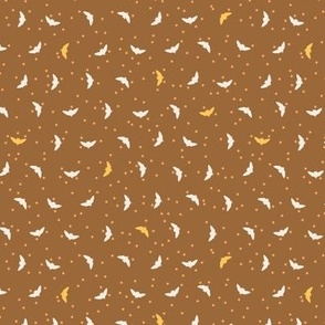 Small Halloween Flying Bats and Stars on Bronze Brown