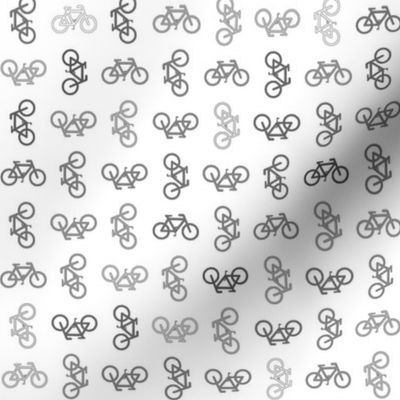 bike, bicycle, gray, grey non-directional  ditsy  1 inch repeat