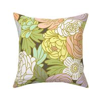 Boho Buttercups Retro Floral on Dark