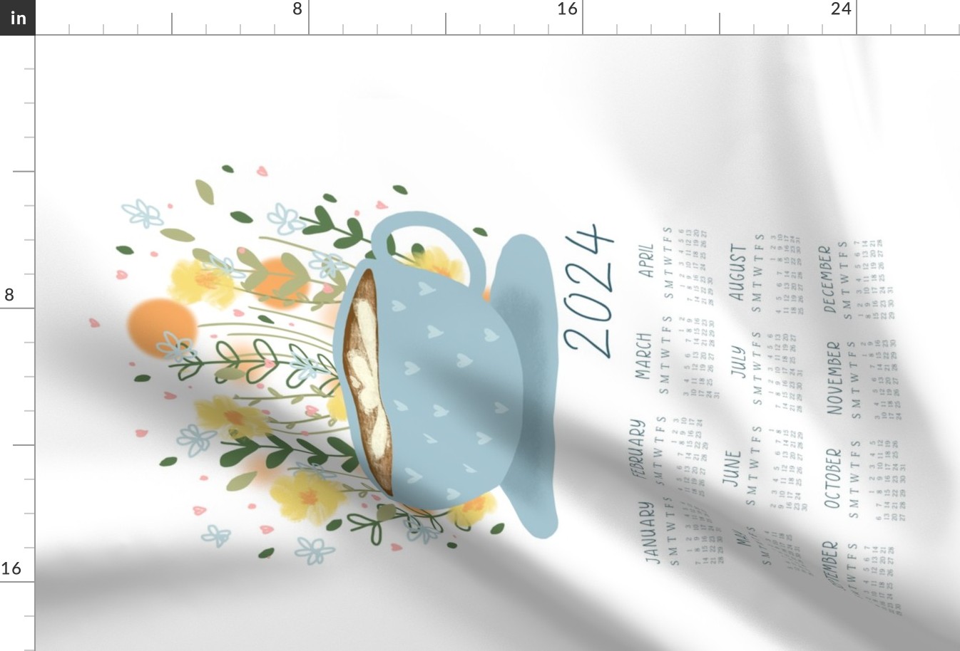 2024 Coffee Cup Tea Towel Calendar