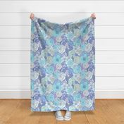 Boho Buttercups Retro Floral Blue and Purple