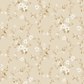 French Country Floral - Pale Gold
