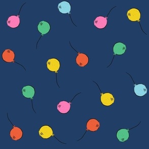 Balloons Multi-color on navy blue