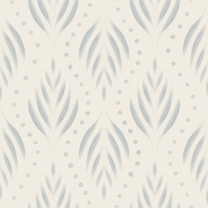 Dots and Fronds _ creamy white_ french grey blue _ traditional