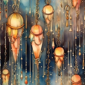 Fantasy Magical Glowing Fairy Lamps in Dreamy Watercolor