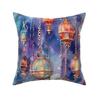 Fantasy Magical Glowing Detailed Lanterns in Fairy Cloud Watercolor