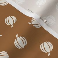 Small Painted Halloween Thanksgiving Pumpkins Linen Off-White on Bronze Brown