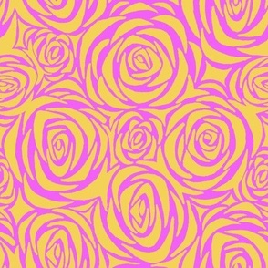 roses - yellow on pink
