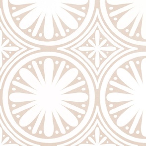 Boho Geo Circular Star Tile in Neutral Beige and Cream White - Jumbo