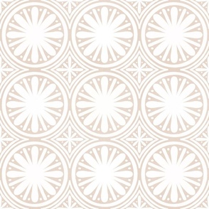 Boho Geo Circular Star Tile in Neutral Beige and Cream White - Large