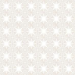Boho Geo Circular Star Tile in Neutral Beige and Cream White - Medium