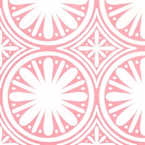 Boho Geo Circular Star Tile in Salmon Pink and Cream White - Jumbo