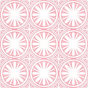 Boho Geo Circular Star Tile in Salmon Pink and Cream White - Large
