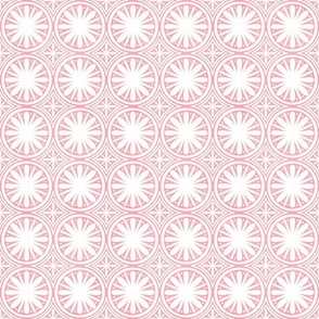 Boho Geo Circular Star Tile in Salmon Pink and Cream White - Medium
