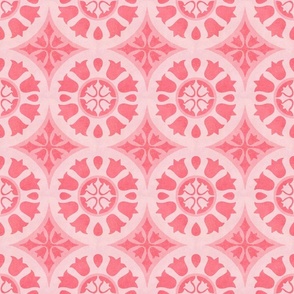 Fresco Circular Geometric Tile in Peach and Coral Pink - Medium