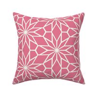 Berry Pink Geometric Flower Star Mosaic in Deep Rose Pink and Cream - Large - Deep Rose Geometric, Geometric Berry Pink, Mosaic Backsplash