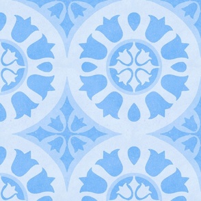 Fresco Circular Geometric Tile in Soft Sky Blue - Large