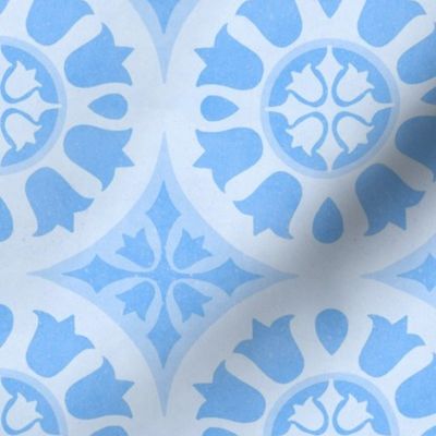 Fresco Circular Geometric Tile in Soft Sky Blue - Medium