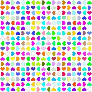 hearts colorful, multi-colored   non-directional  ditsy  1 inch repeat