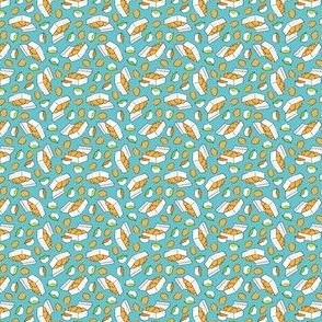 (micro scale) Chicken Nuggets - food fabric - teal - C23