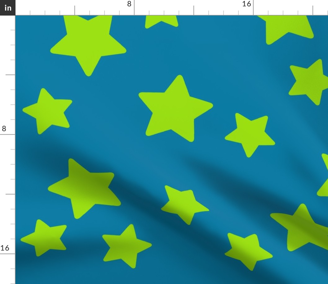 green stars on teal