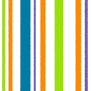 stripe in lime, orange, teal, purple   vertical,  space ship coordinate