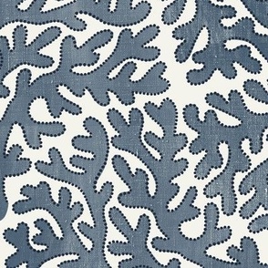 printed fan coral navy and white