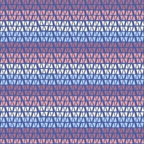 330 -  Small scale Stripes formed by little hand drawn triangles  in ombré effect with purple, blue, mauve and pink, for dresses, tops, apparel and sweet bed linens