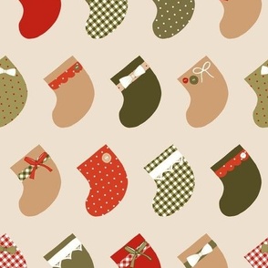 Christmas Stockings_Red Green Cream_Large