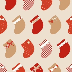 Christmas Stockings_Red Cream_Large