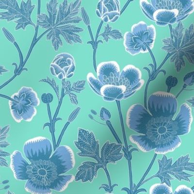 Blue  Batik Buttercup Mint