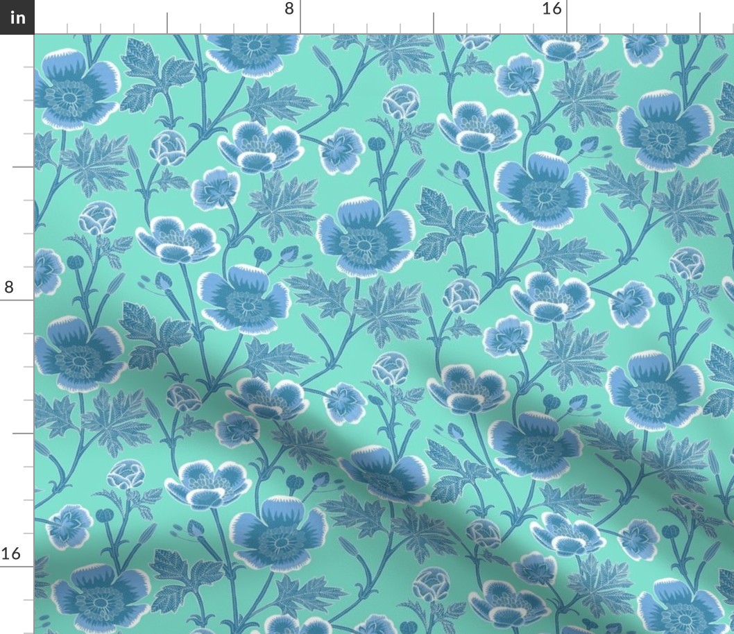 Blue  Batik Buttercup Mint