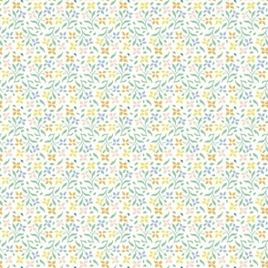 colorful dainty ditsy flowers on white | tiny