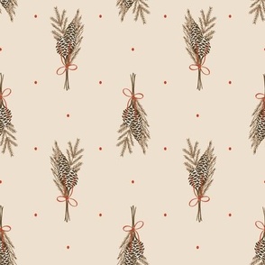 Pine Cone Bows_Red Cream_Large