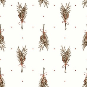 Pine Cone Bows_Red White_Large