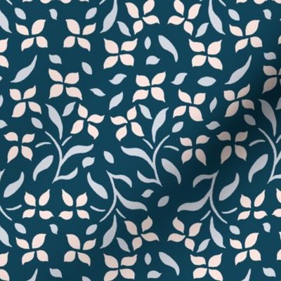 tossed ditsy flowers on dark blue | small