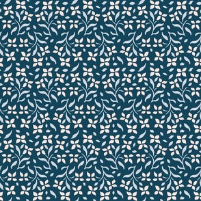 tossed ditsy flowers on dark blue | small